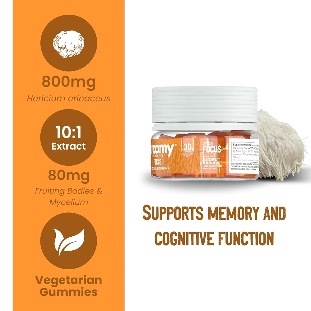 Troomy Nootropics Focus Lion's Mane Mushroom Gummies 800mg - 30 Gummies - image 2