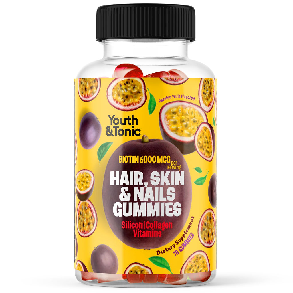 Youth & Tonic Biotin 6000mcg Hair Gummies with Collagen - 70 Count