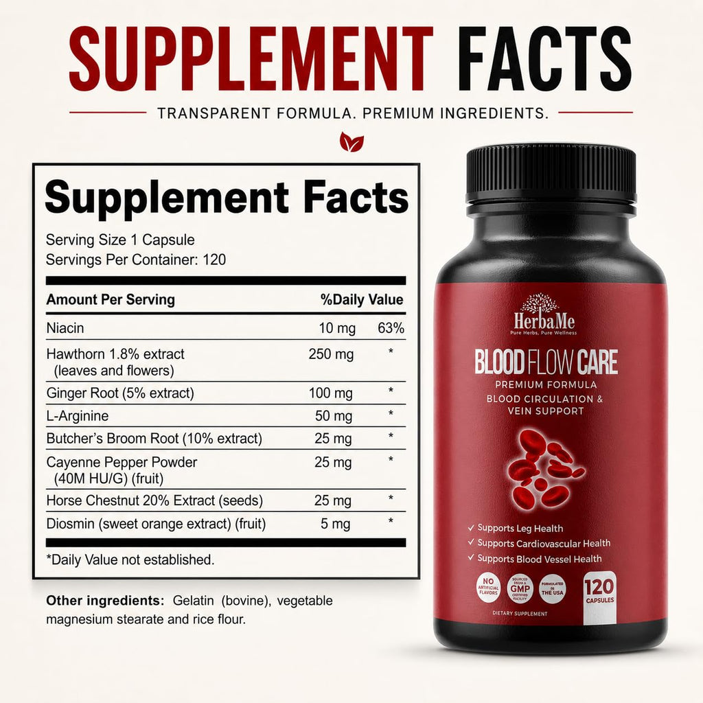 HerbaMe Blood Flow Care Circulation Support - 120 Capsules - image 9