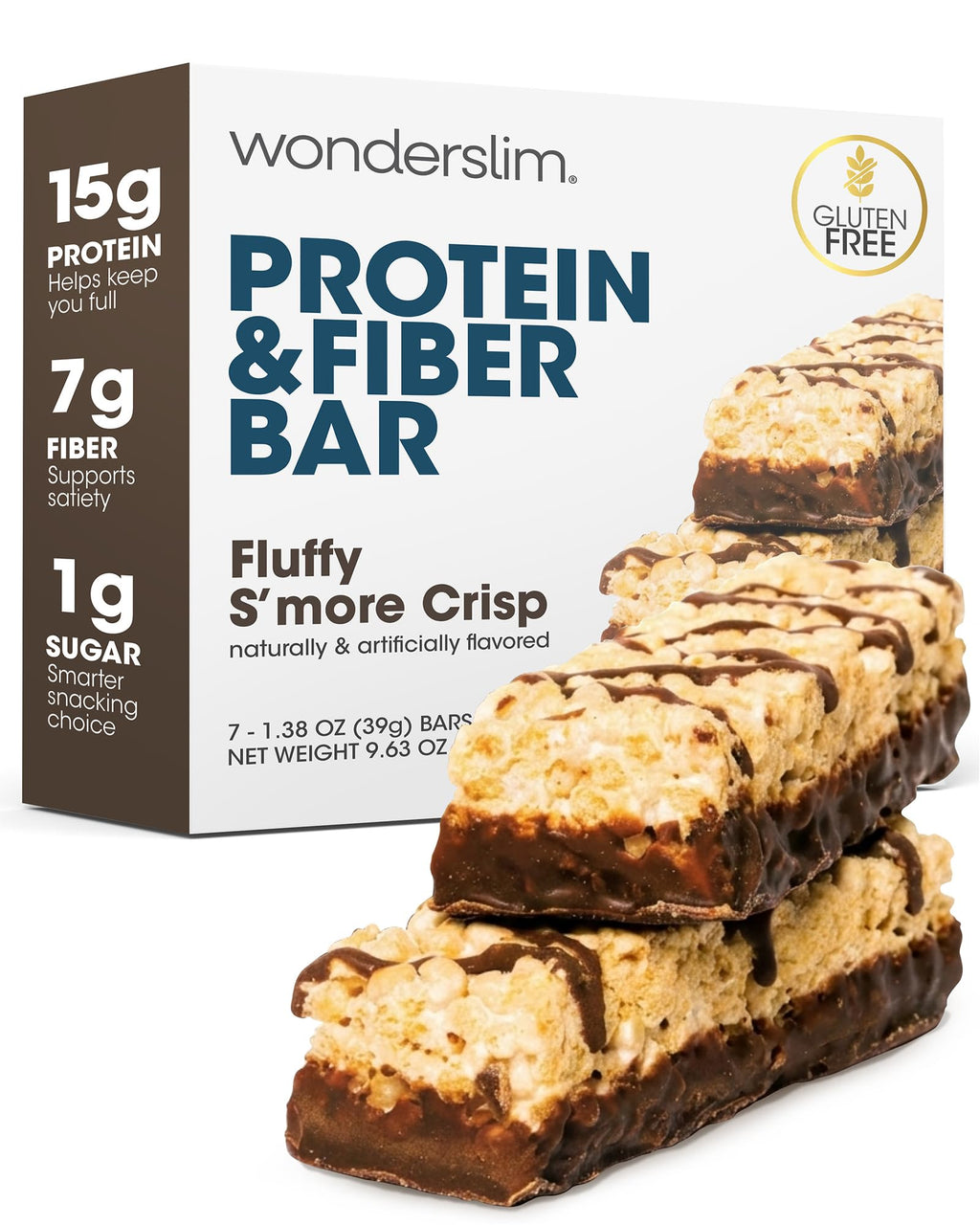 WonderSlim High Protein High Fiber Bars Fluffy S'more Crisp - 7 Pack