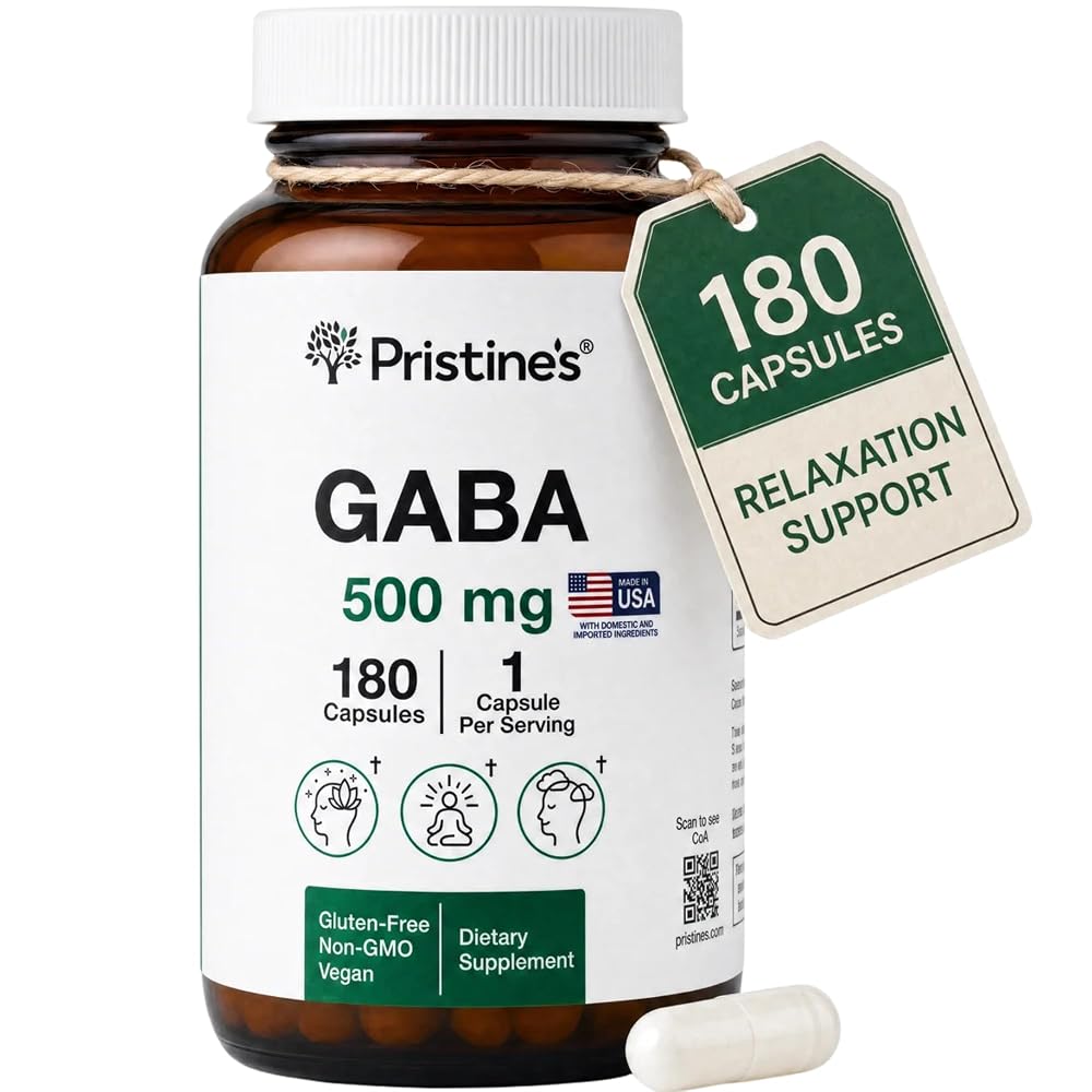 PRISTINE'S GABA 500mg Capsules Sleep Support - 180 Count