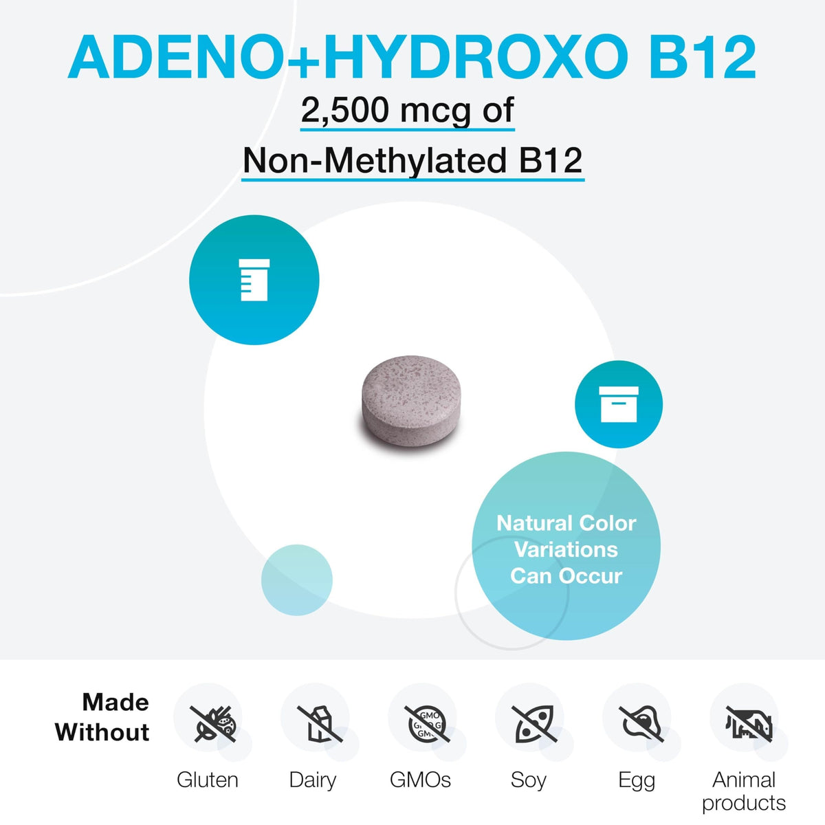 XYMOGEN Adeno+Hydroxo B12 Vitamin B12 Nervous System Support - 60 Tablets - image 3