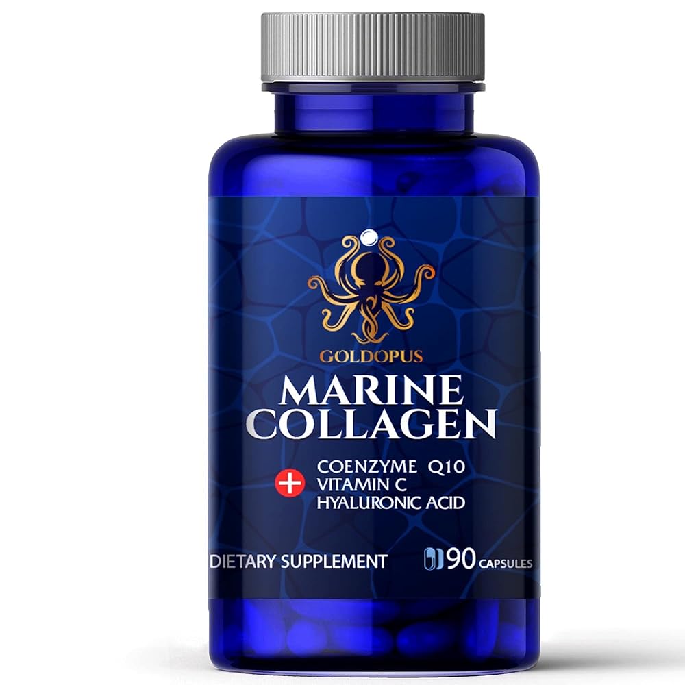 GOLDOPUS Marine Collagen Peptides with Hyaluronic Acid - 90 Capsules