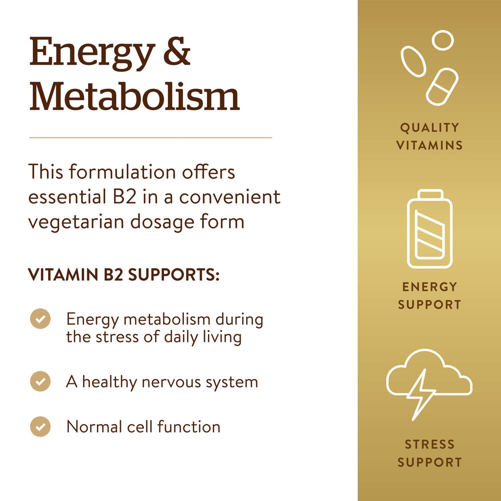 Solgar Vitamin B2 (Riboflavin) 100mg - 100 Vegetarian Capsules - image 4