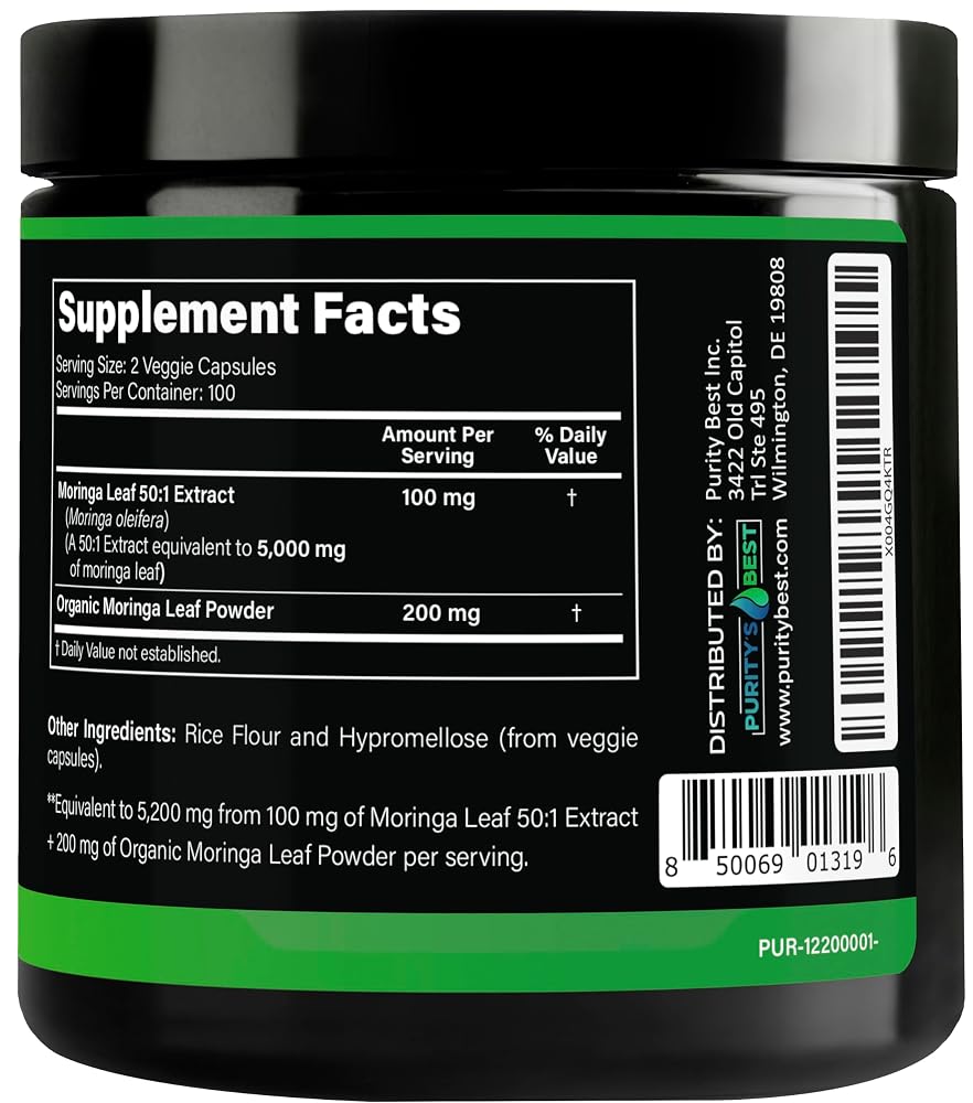 Purity's Best Moringa 50:1 Extract 300 mg - 200 Vegetarian Capsules - image 2
