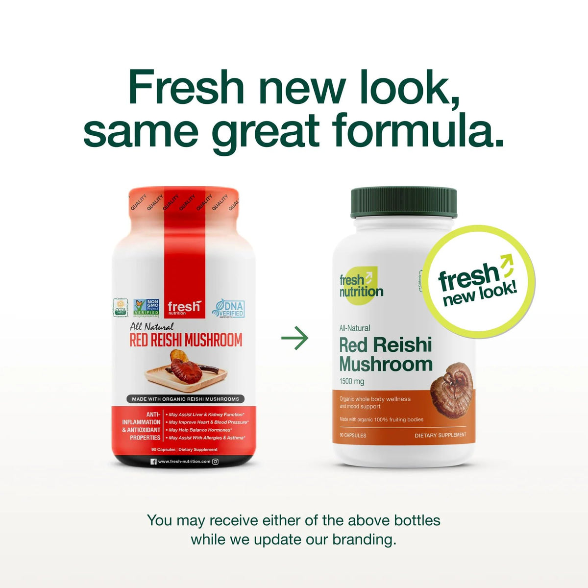 Fresh Nutrition Organic Reishi Mushroom Capsules 1500mg - 90 Capsules - image 2