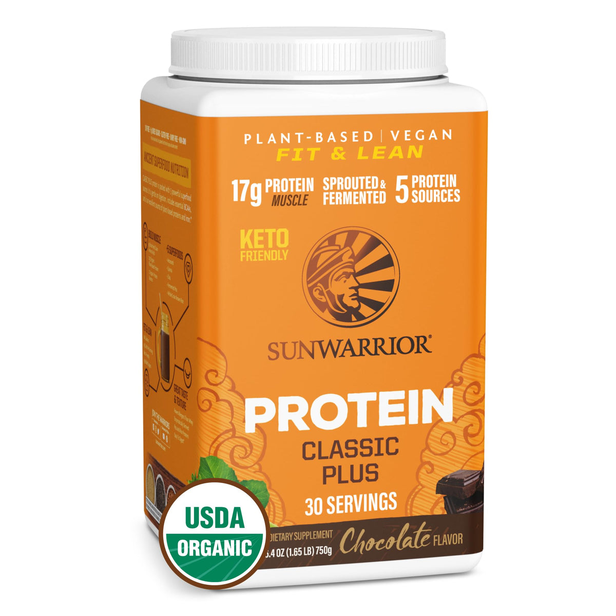 Sunwarrior Classic Plus Vegan Protein Powder Chocolate - 30 Servings