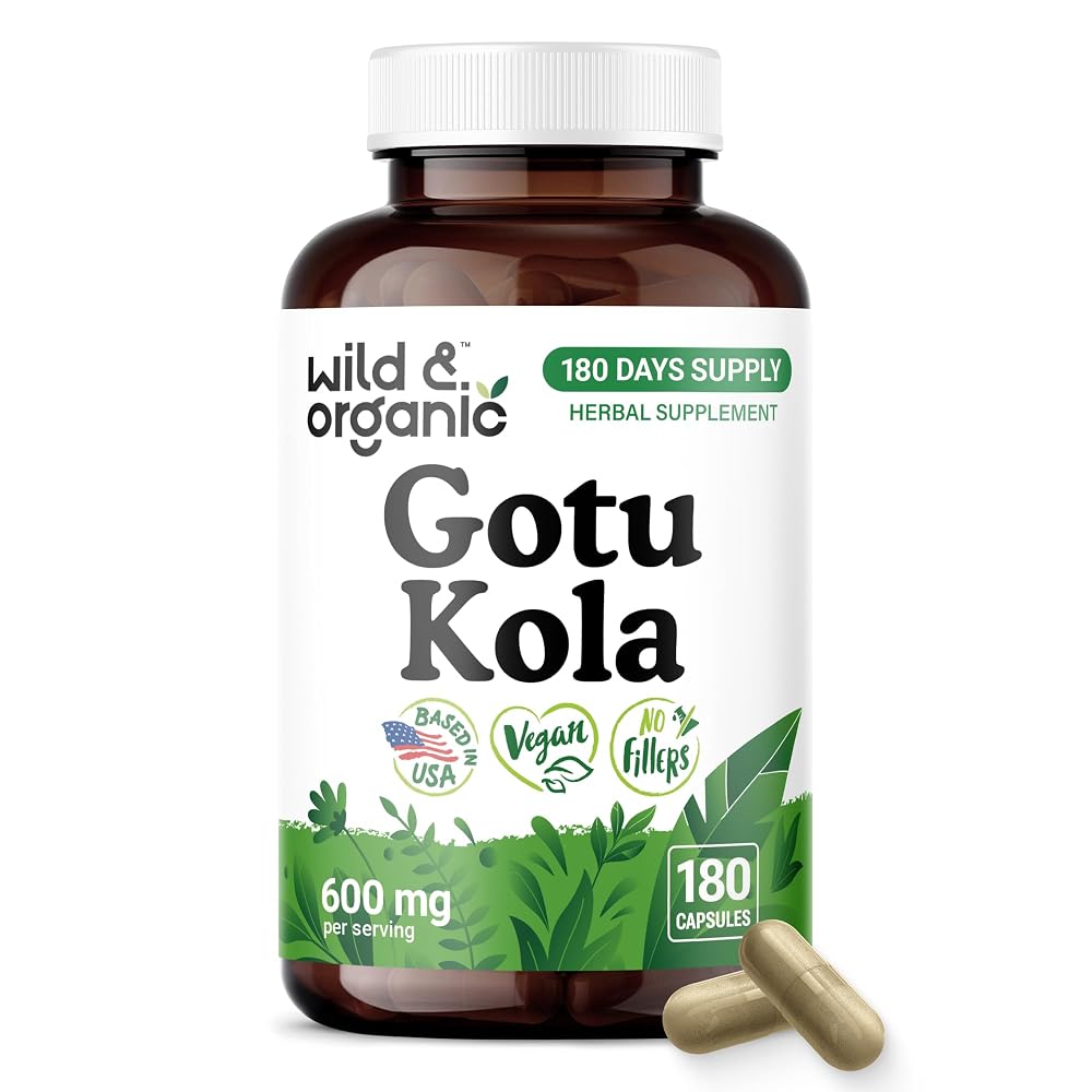 Wild & Organic Gotu Kola 600 mg Brain Support - 180 Capsules