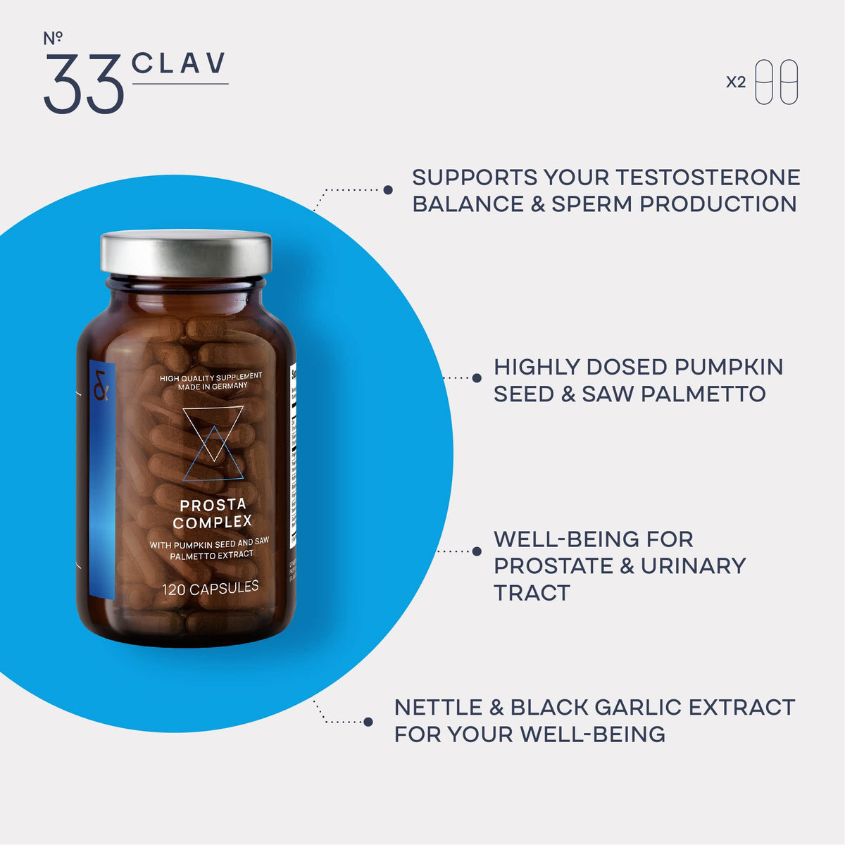 CLAV Prostate Health Supplement Saw Palmetto - 120 Capsules - image 3