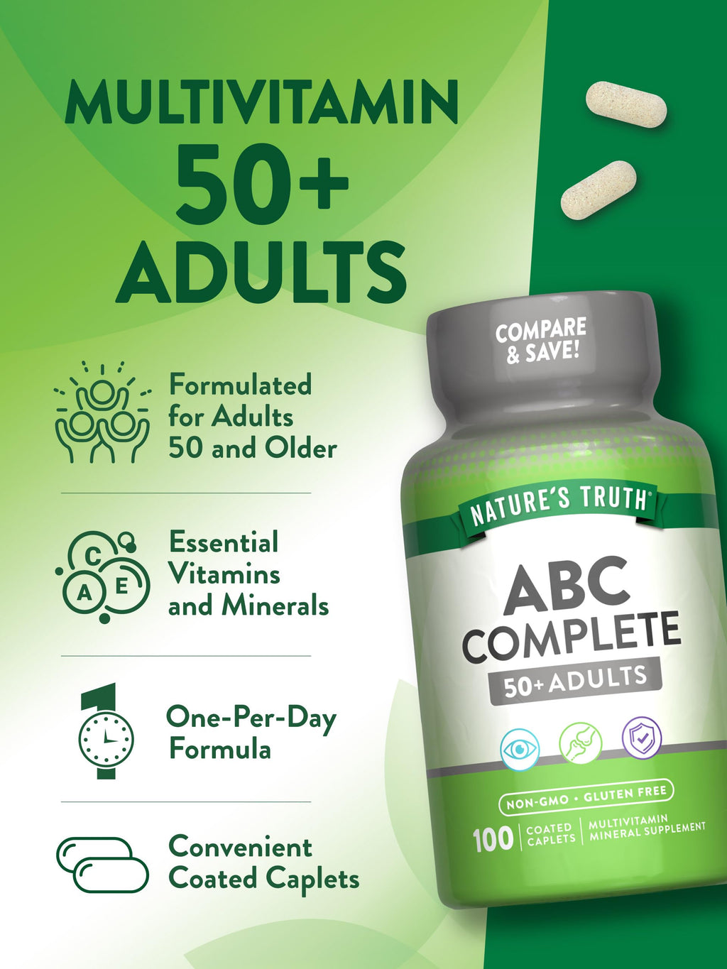 Nature's Truth Multivitamin for Adults 50+ - 4 Tablets - image 5