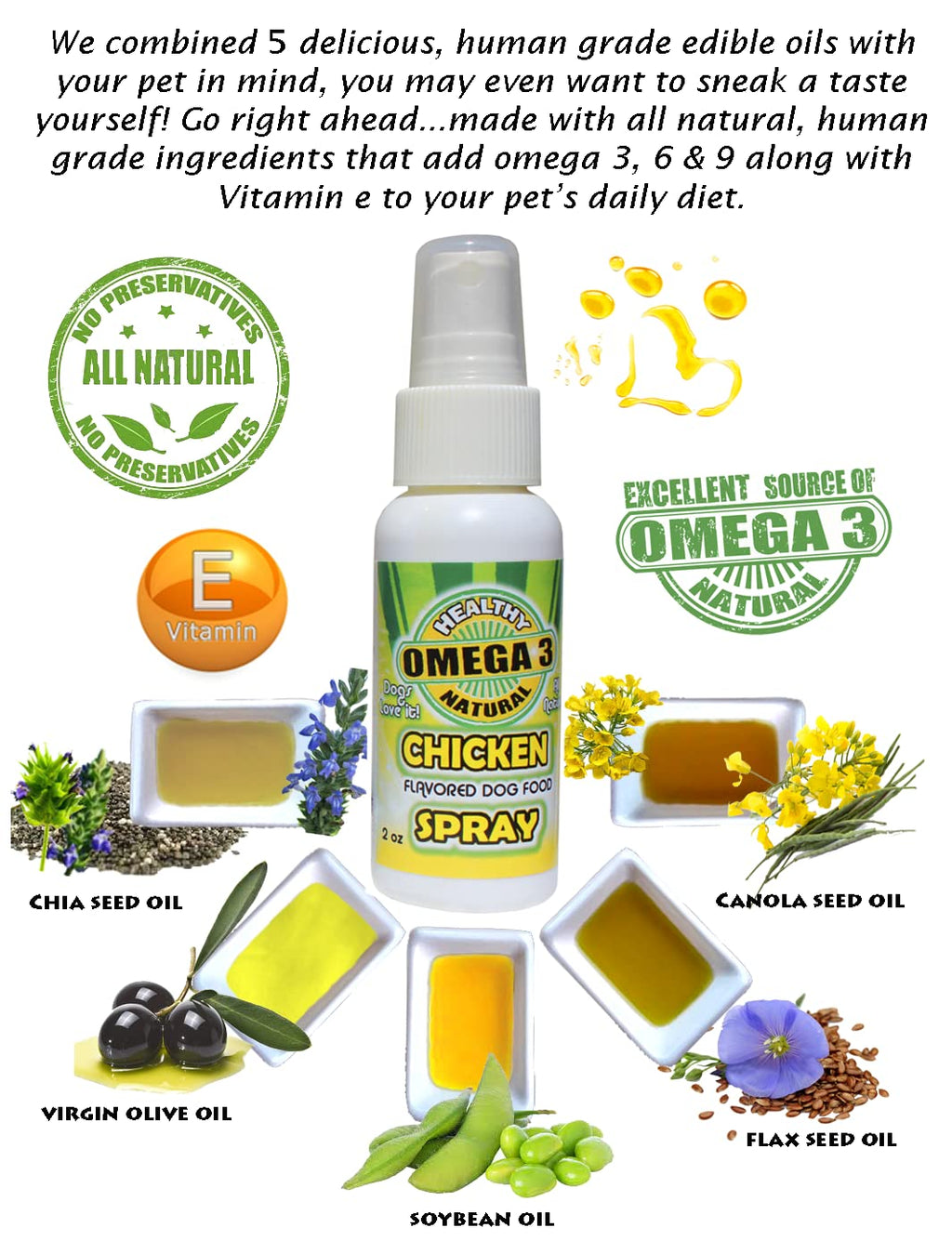 Flavored Sprays Chicken Omega 3 Oil for Dogs - 2 oz - image 3