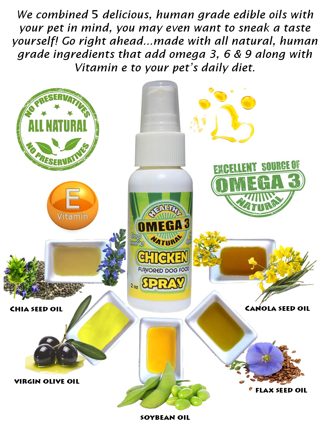 Flavored Sprays Chicken Omega 3 Oil for Dogs - 2 oz - image 3