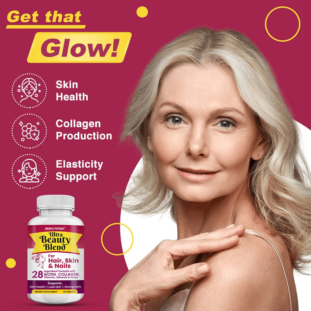 Simply Potent Hair Skin and Nails Vitamins with Biotin 5000mcg - 60 Tablets - image 4