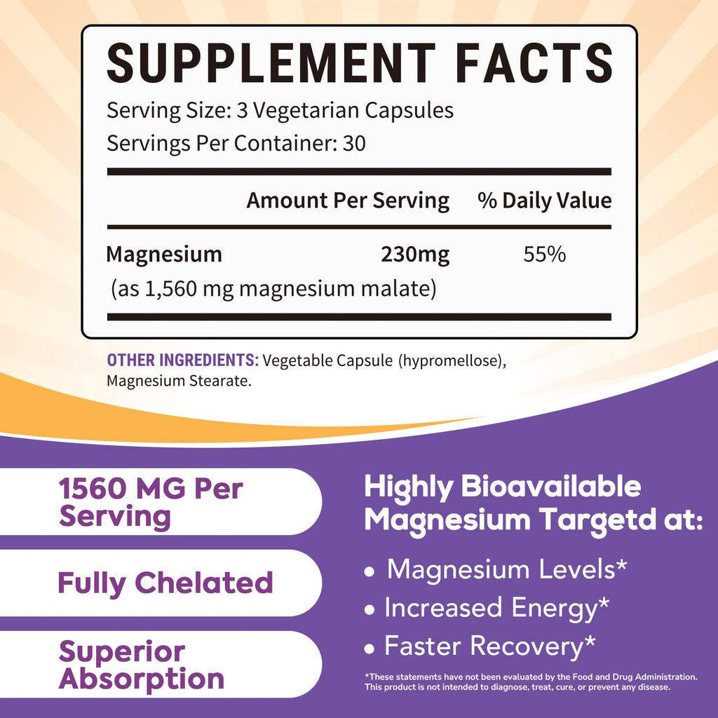 Surebounty Magnesium Malate 230mg - 90 Vegan Capsules - image 2