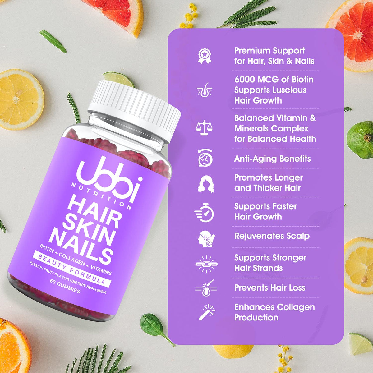 TyeinGo Ubbi Nutrition Hair Skin and Nails Gummies with Biotin - 1 Count - image 3