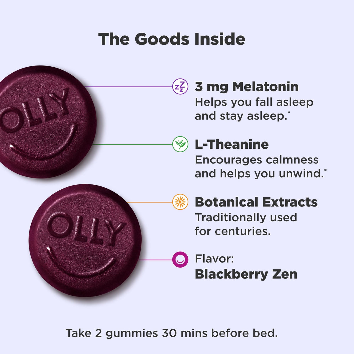OLLY Sleep Support Gummy with Melatonin & L-Theanine - 60 Count - image 2
