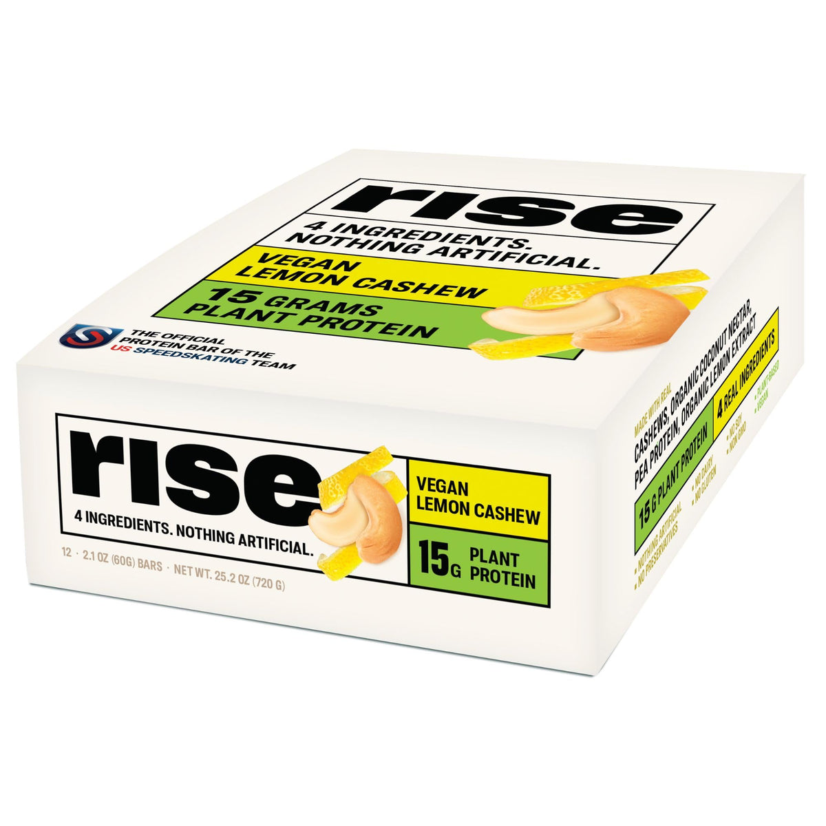 Rise Pea Protein Bar Vegan Lemon Cashew - 12 Count
