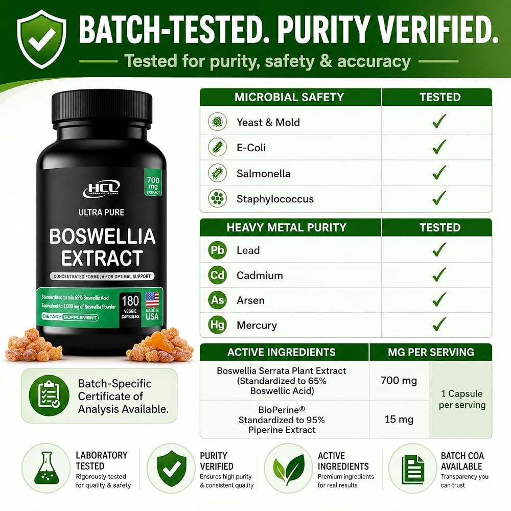 HCL Herbal Code Labs Boswellia Serrata Extract 700 mg - 180 Capsules - image 10