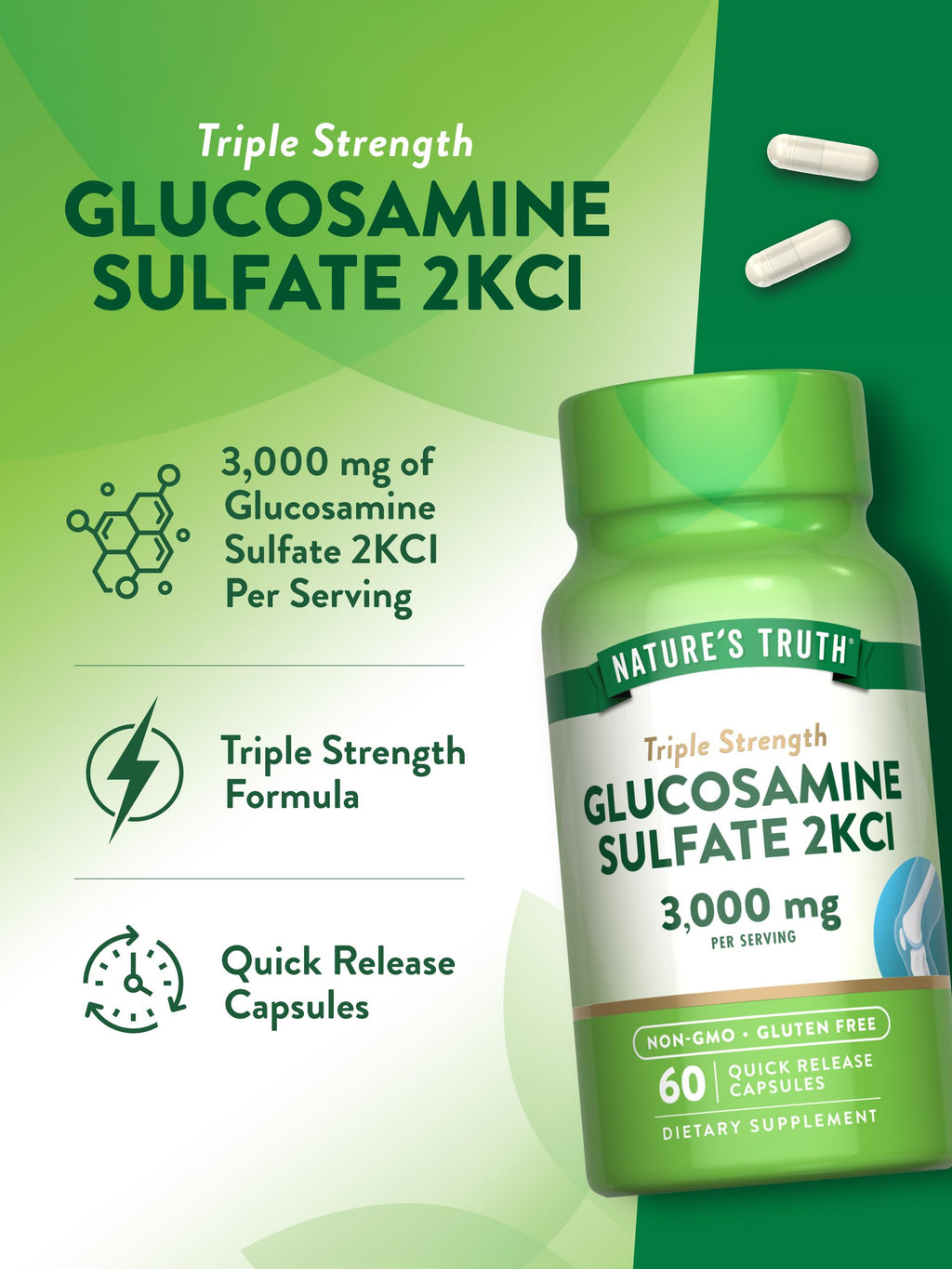 Nature's Truth Glucosamine Sulfate 3000mg - 60 Capsules - image 5
