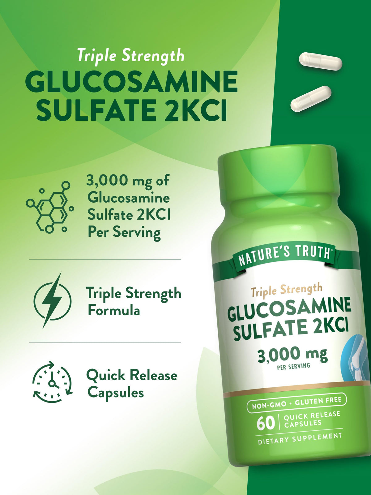 Nature's Truth Glucosamine Sulfate 3000mg - 60 Capsules - image 5