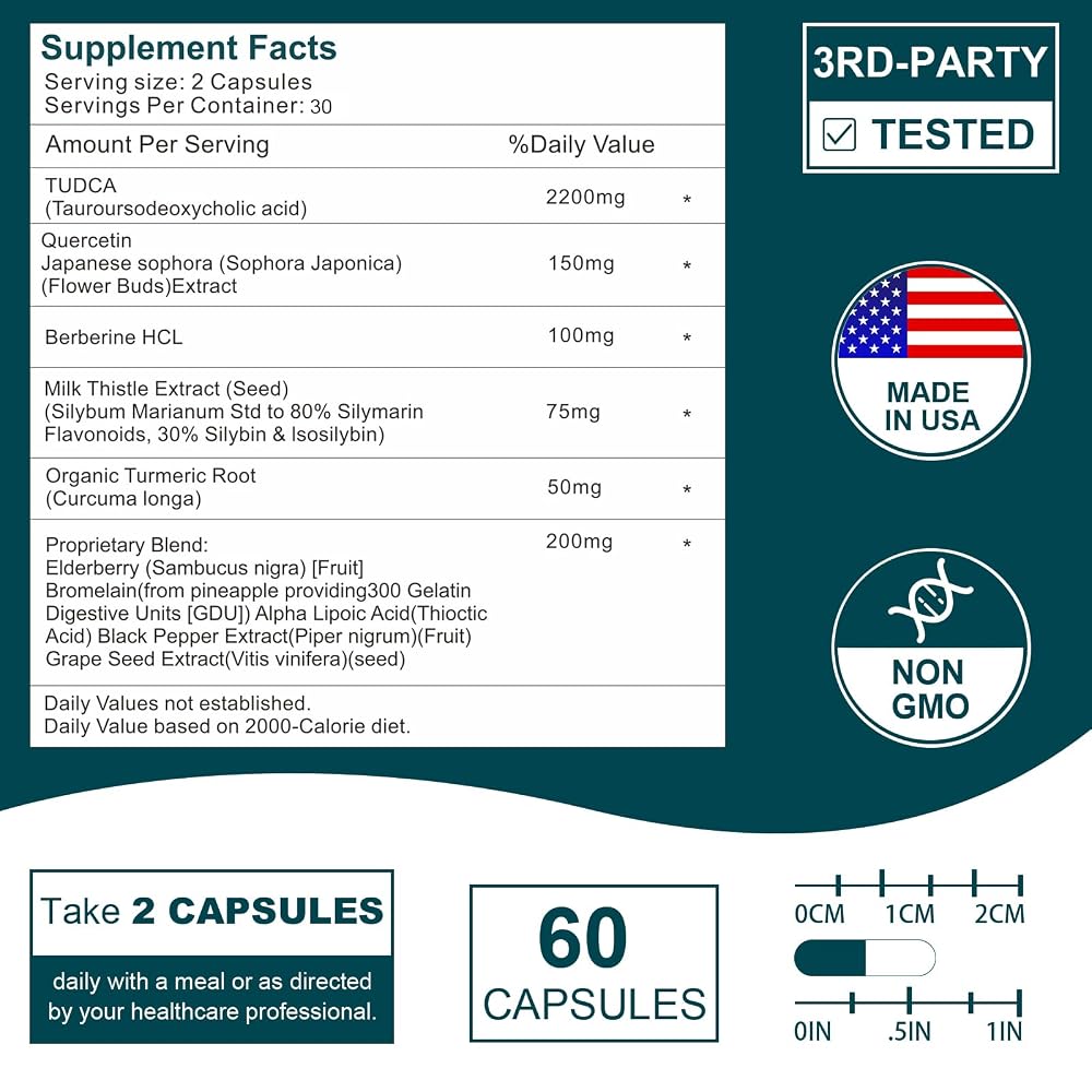 VITACRLLYNMN TUDCA 2200mg Liver Supplement - 60 Capsules - image 2