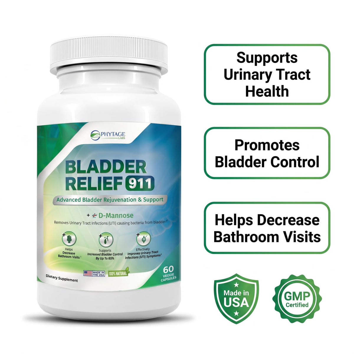 Phytage Labs Bladder Relief 911 Urinary Tract Support - 60 Vegetarian Capsules - image 2