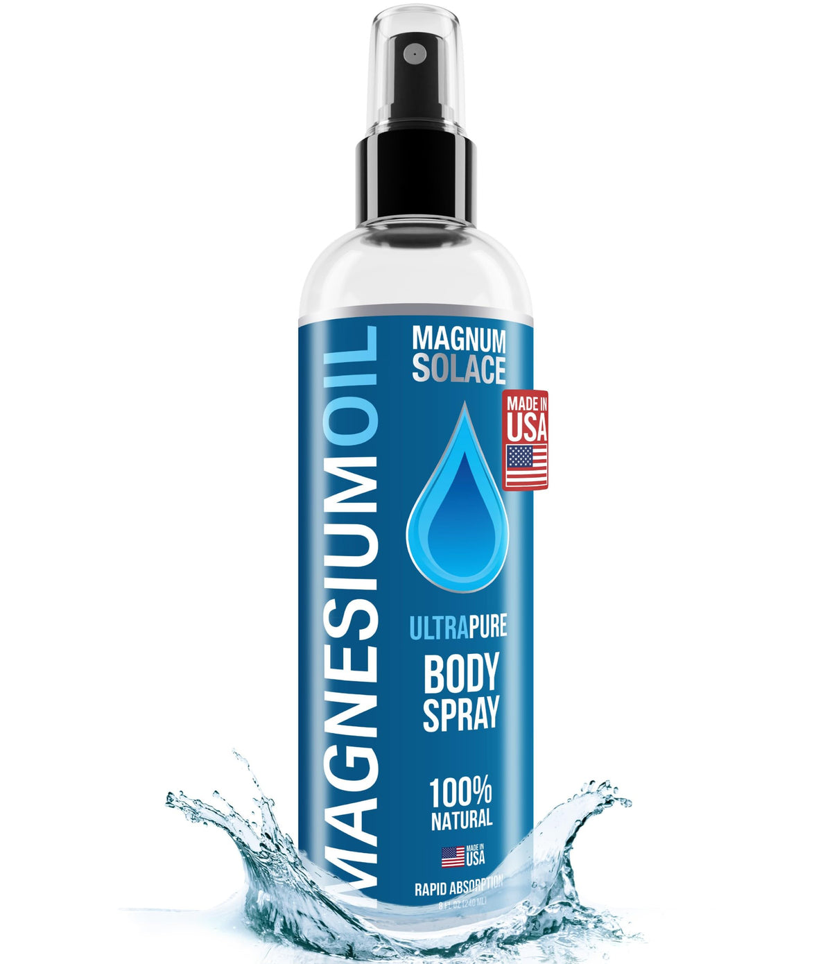 Magnum Solace Pure Magnesium Oil Spray - 100% Natural Magnesium Spray
