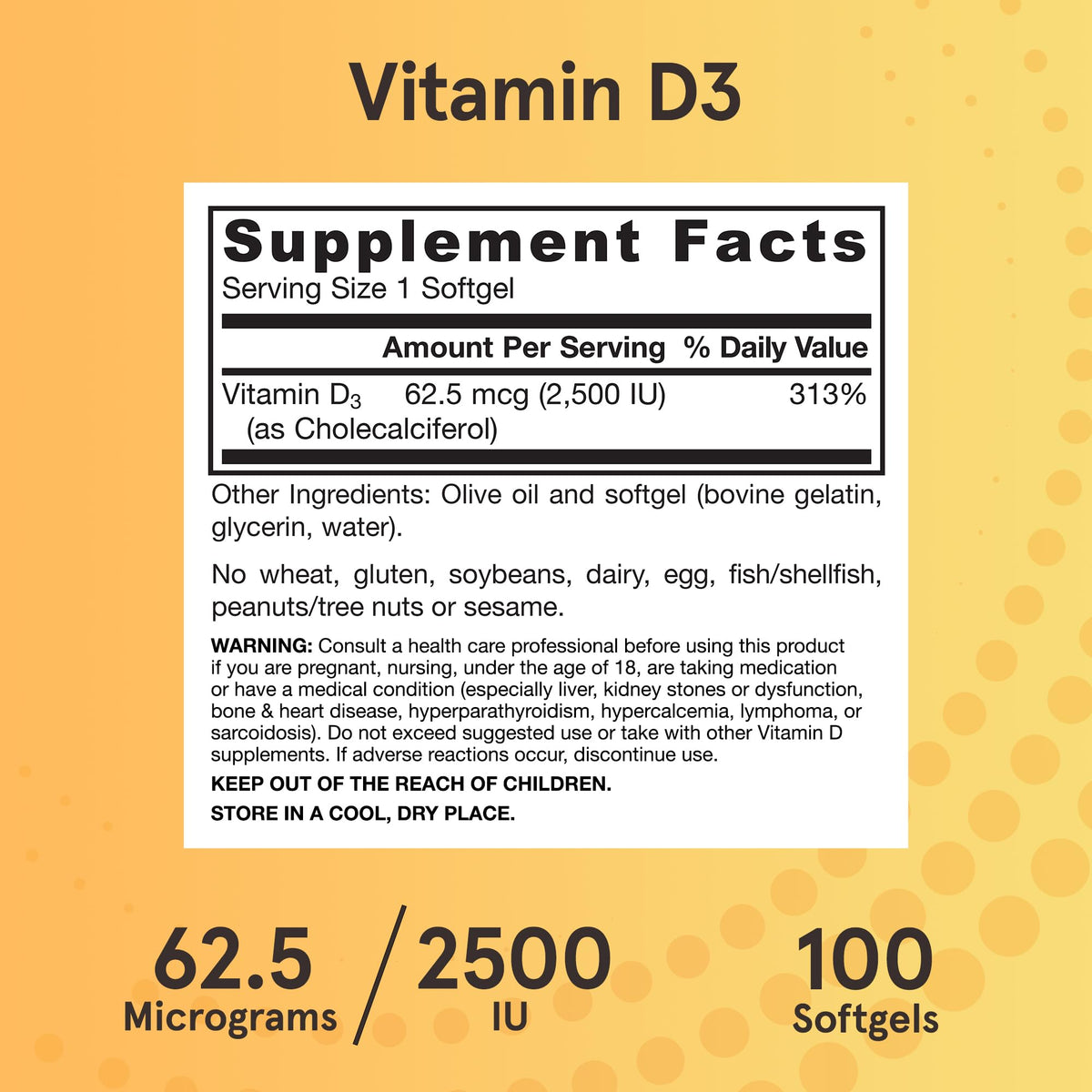 Jarrow Formulas Vitamin D3 2500 IU Immune Support - 100 Softgels - image 6