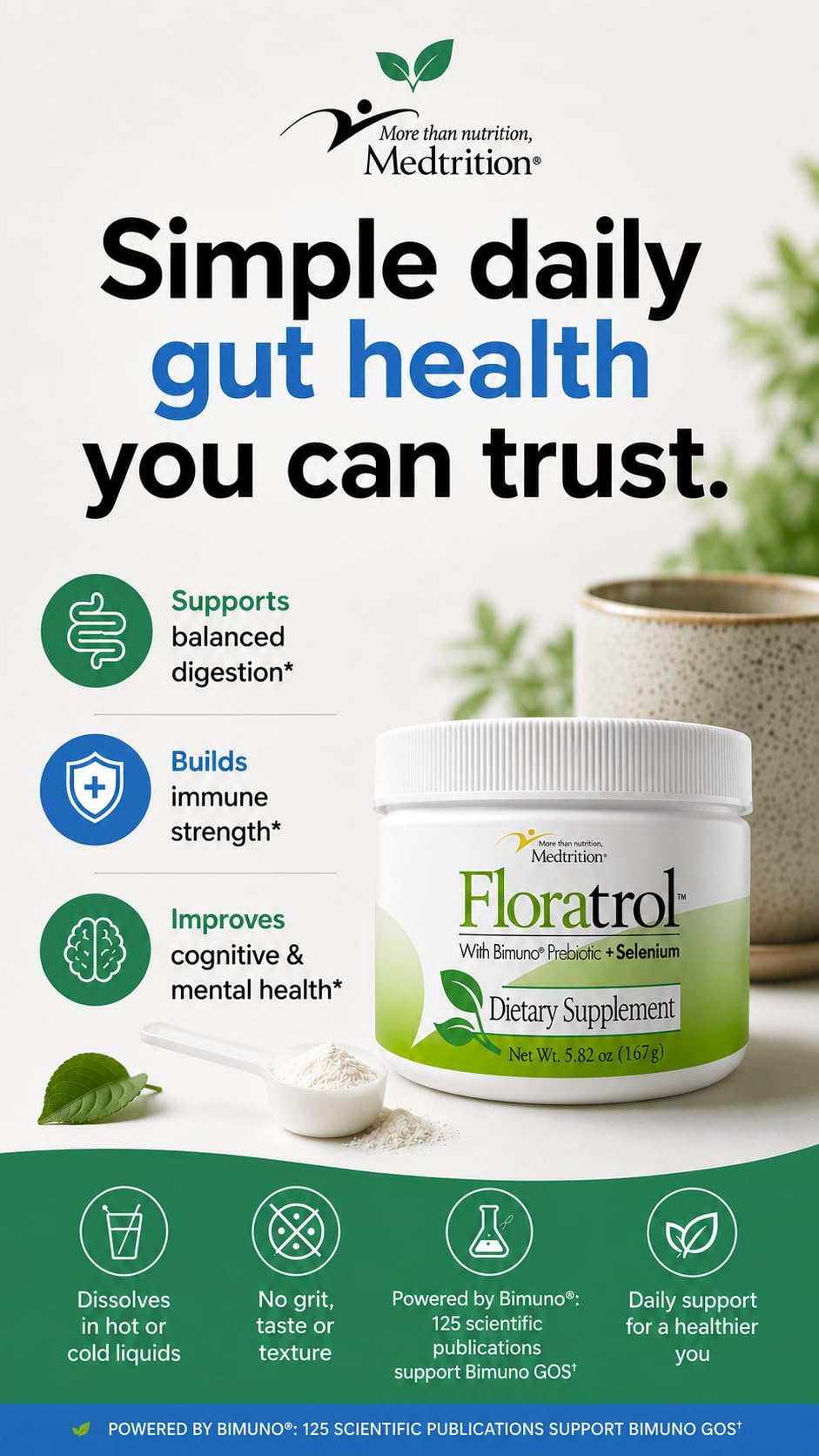 Medtrition Floratrol Prebiotic Fiber Powder for Digestive Health - 5.89 oz - image 9