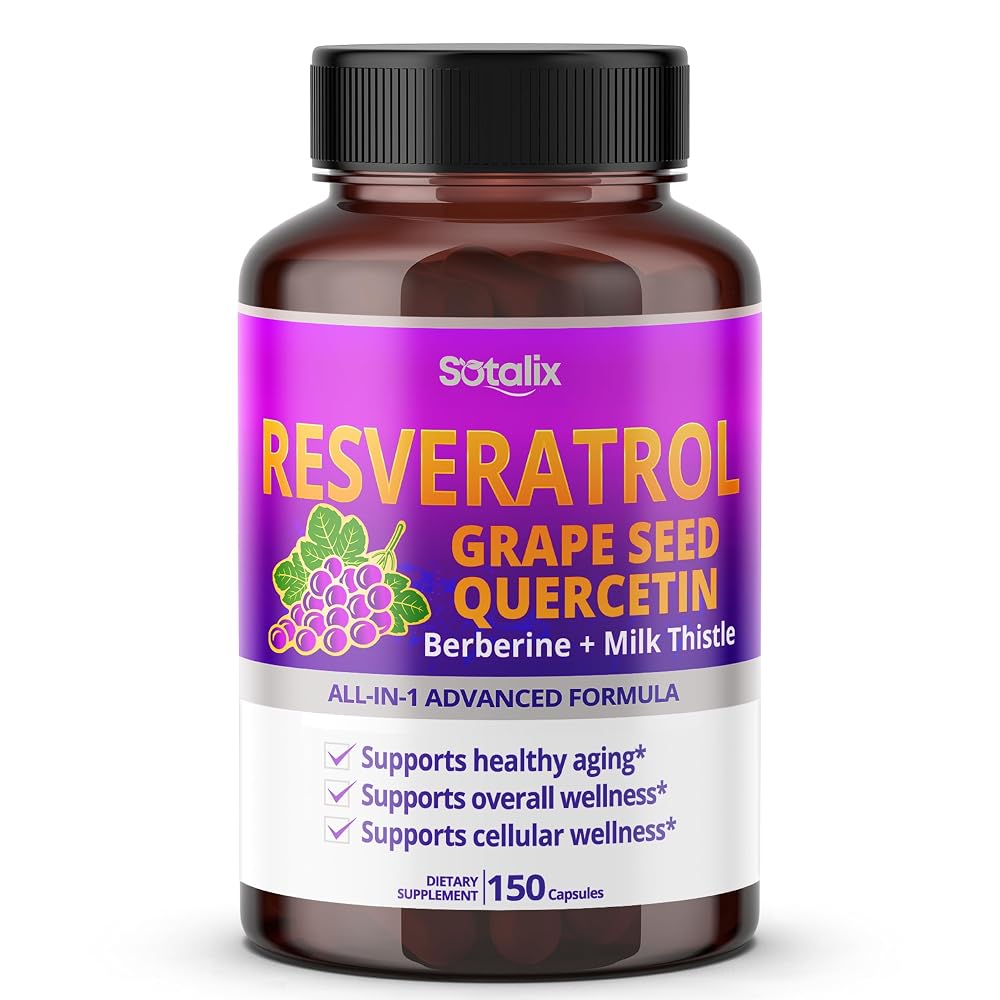 Sotalix Advanced Resveratrol 6-in-1 with Grape Seed & Quercetin - 150 Capsules