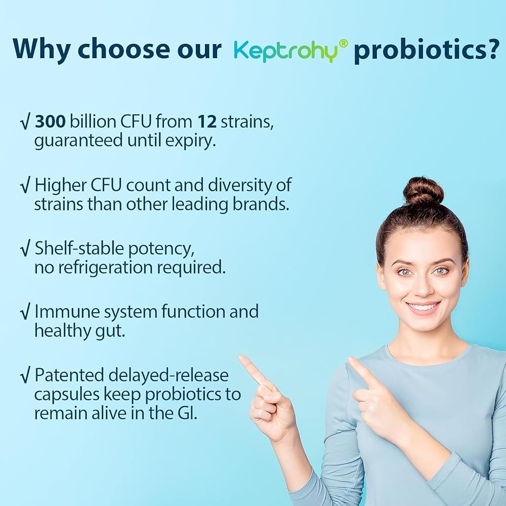 Keptrohy Probiotics 300 Billion CFU with Prebiotics - 60 Capsules - image 4