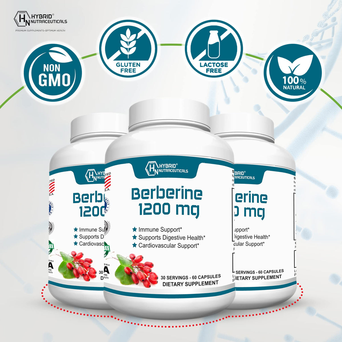 Hybrid Nutraceuticals Berberine 1200mg - 60 Capsules - image 3