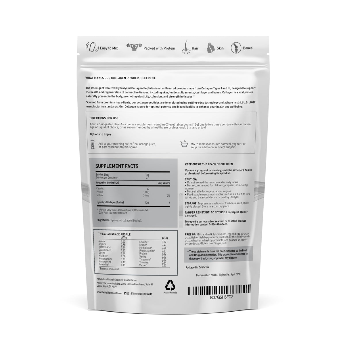 The Intelligent Health Collagen Peptides Powder Type I & III - 45 Servings - image 2
