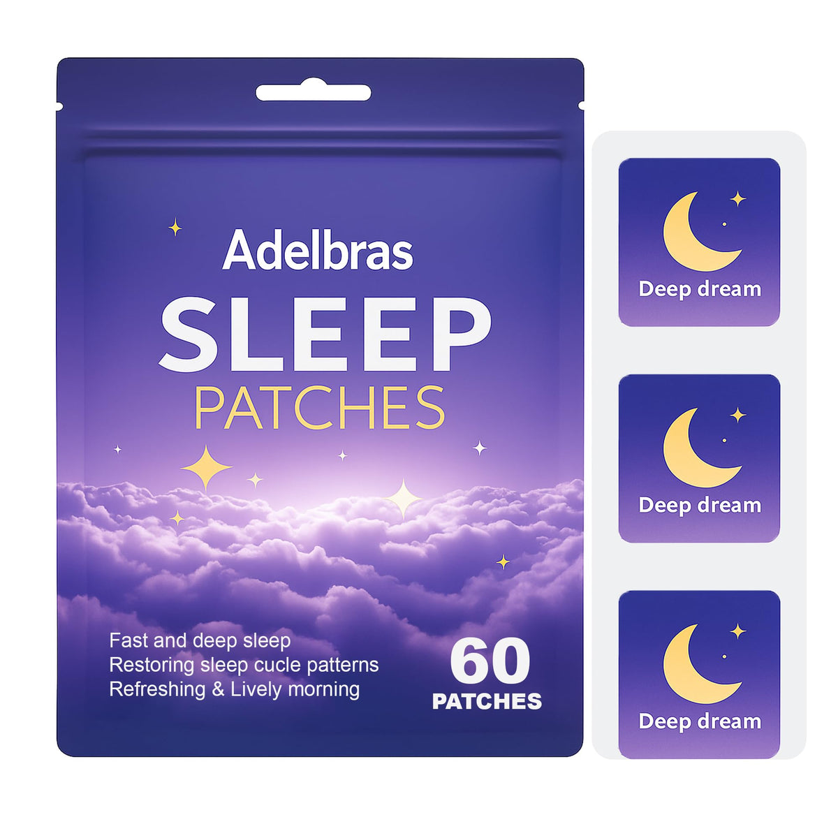 Adelbras Sleep Patches for Adults with Melatonin & Valerian - 60 Count