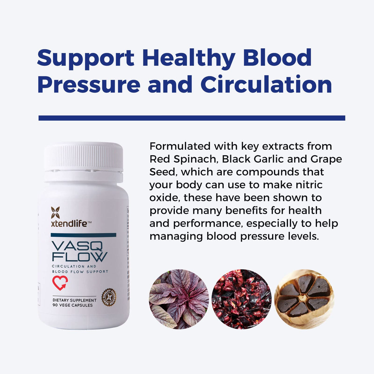 Xtendlife VasQFlow Nitric Oxide Supplement - 90 Capsules - image 3