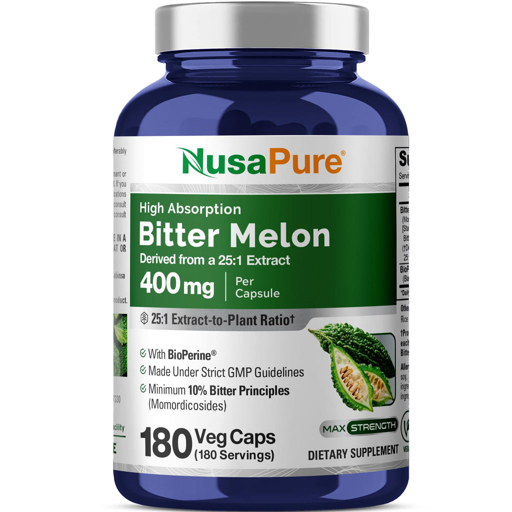 NusaPure Bitter Melon Extract 400mg - 180 Vegetarian Capsules