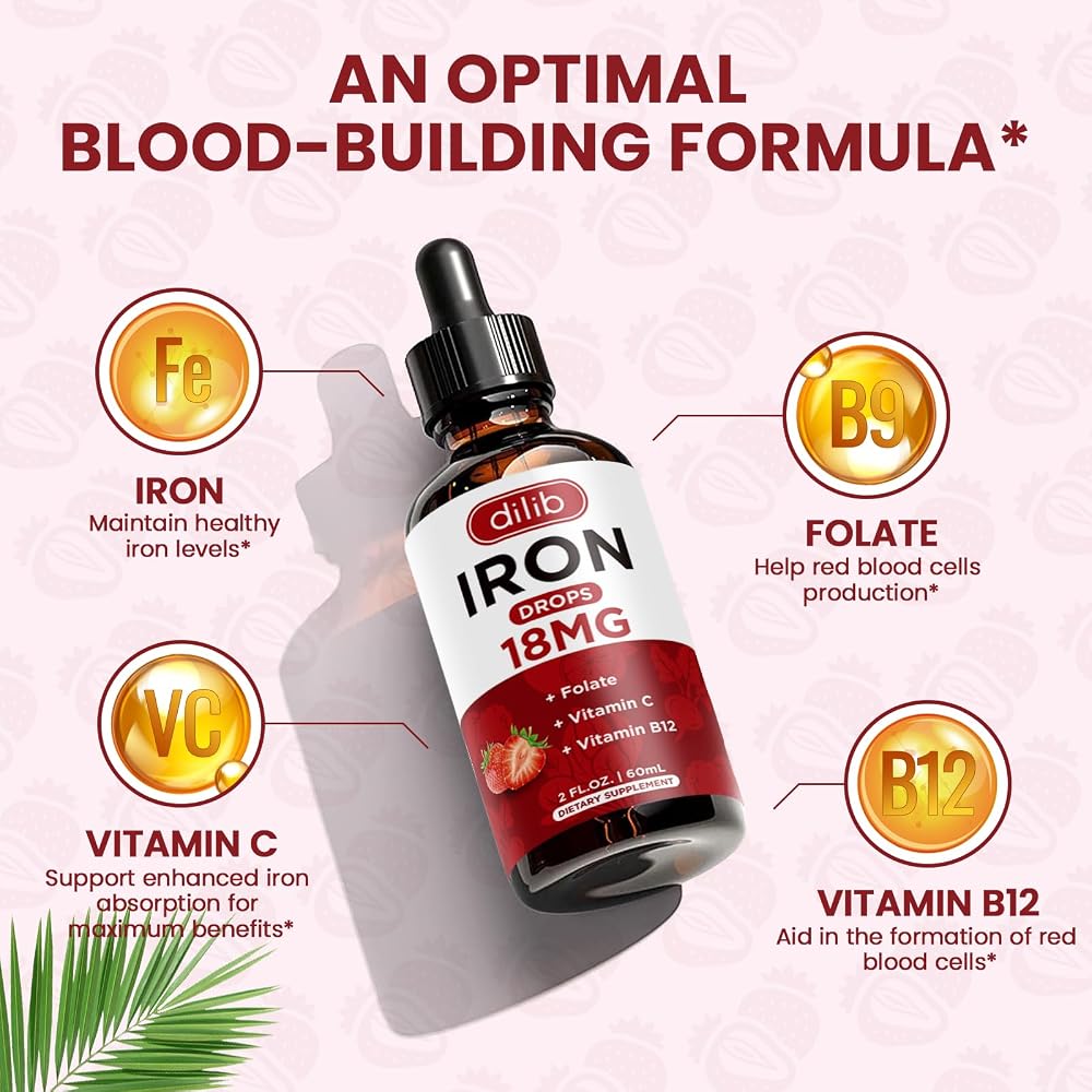 dilib Liquid Iron Supplement for Women & Men Iron Drops Iron