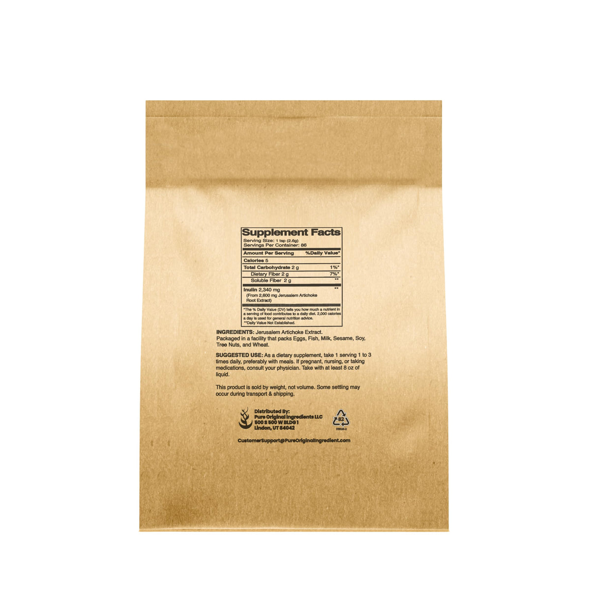 PURE ORIGINAL INGREDIENTS Inulin FOS Powder (8 oz) Always Pure
