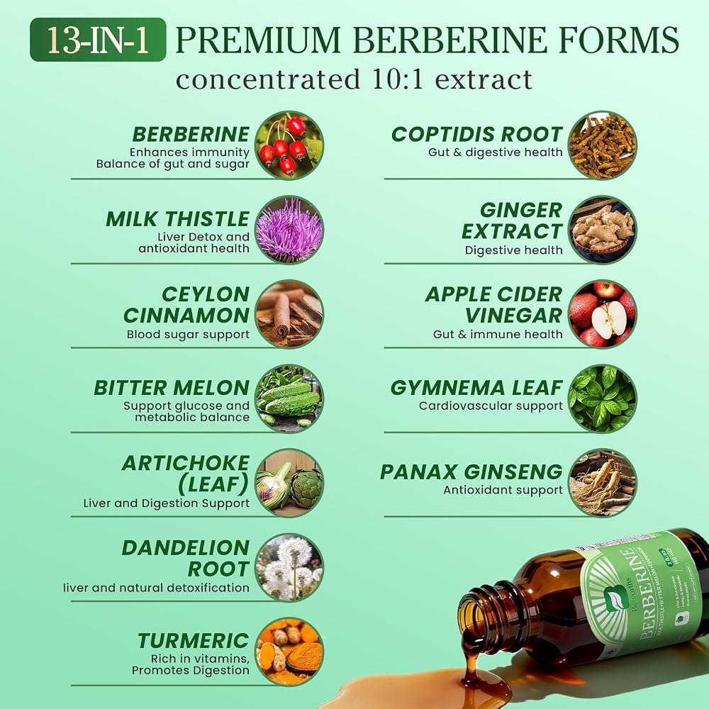 B BEWORTHS Premium Berberine Supplement - Berberine Liquid Drops