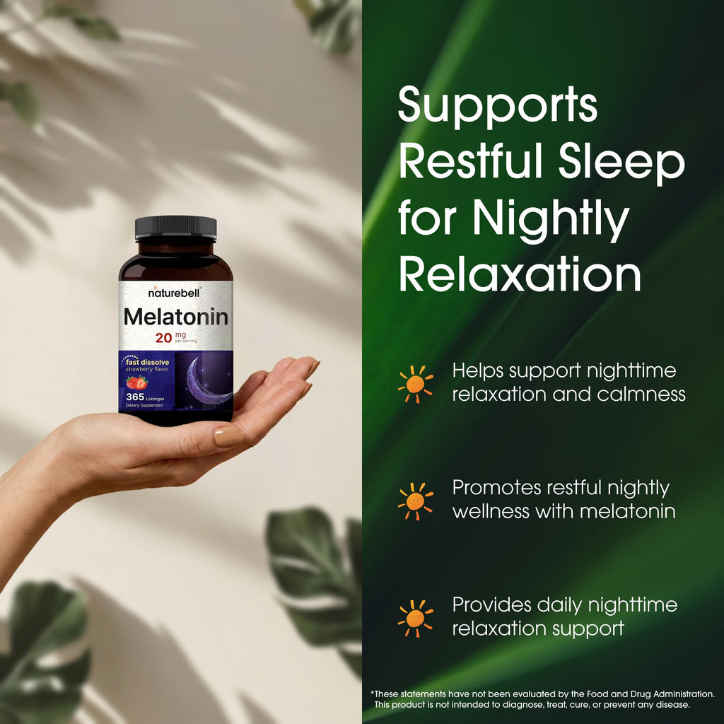 NatureBell Melatonin 20mg Sleep Support - 365 Lozenges - image 4