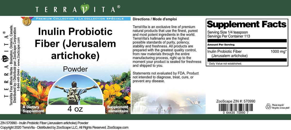 Terravita Inulin Probiotic Fiber Powder - 4 oz - image 3