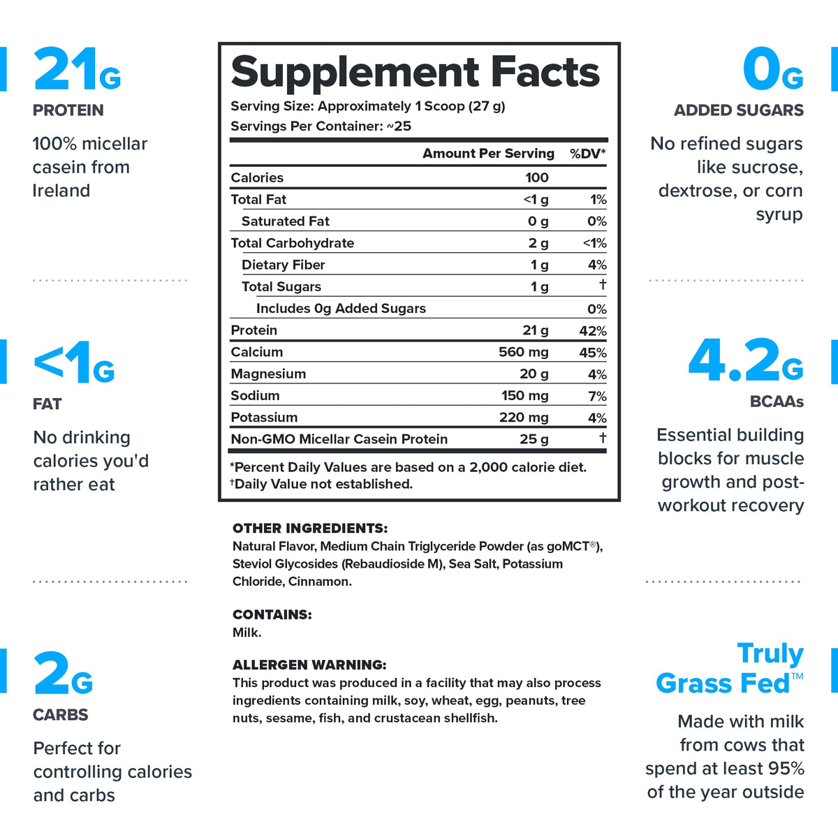Legion Casein+ Micellar Casein Protein Powder Cinnamon Cereal - 24.2 oz - image 2