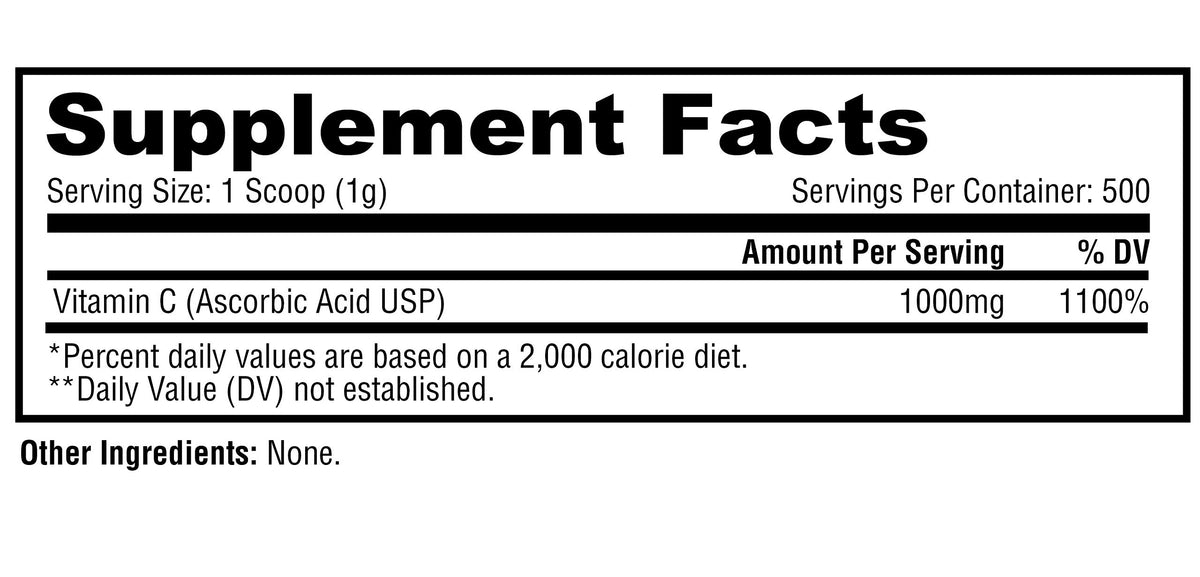 Metabolic Nutrition Vitamin C 1000mg Ascorbic Acid - 500g Powder - image 3