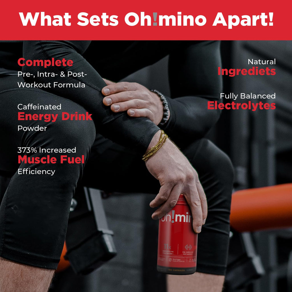 Oh!mino BCAA + EAA Amino Acid Supplement Caffeinated - 180 Capsules - image 7