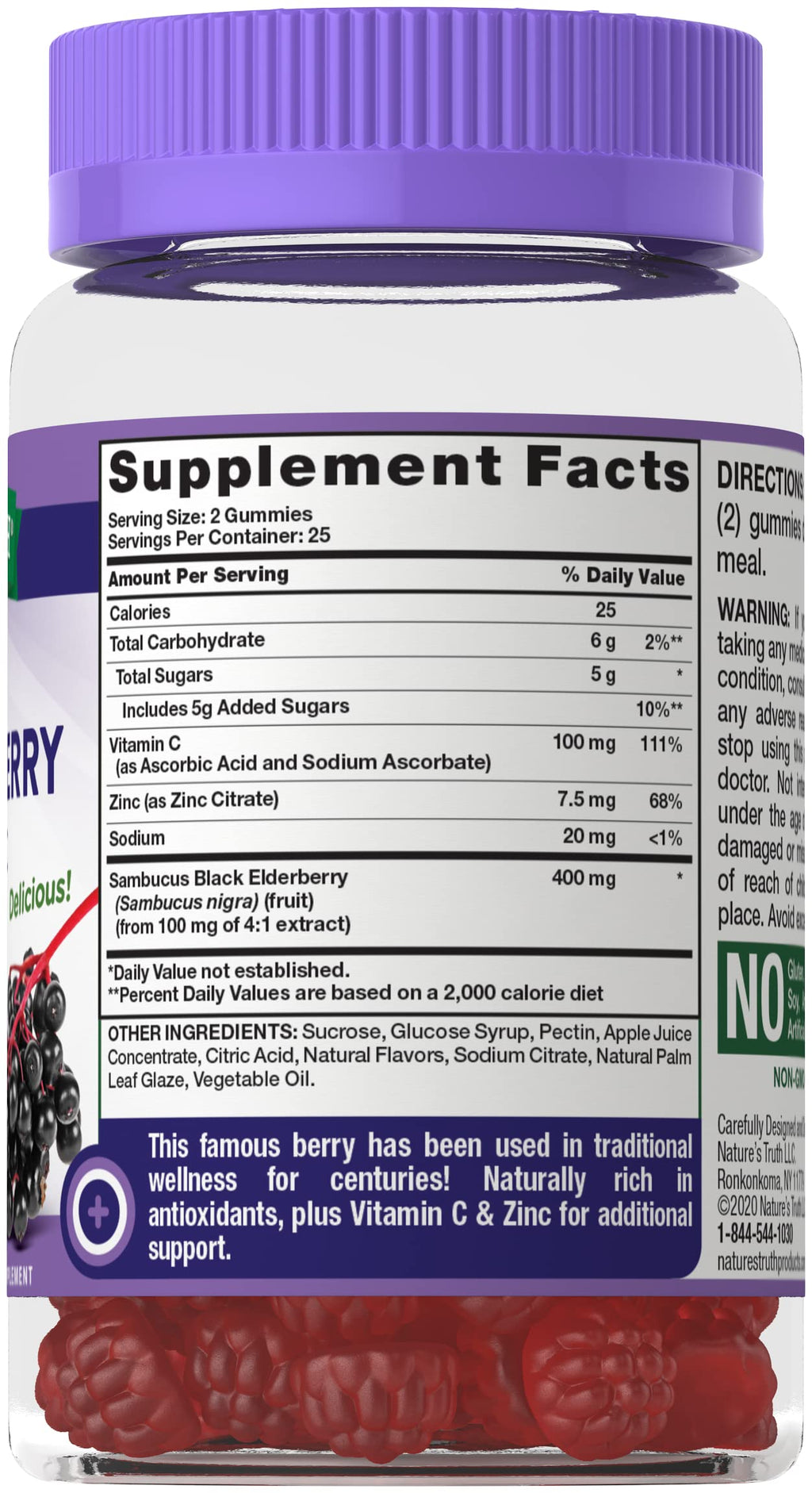 Nature's Truth Sambucus Black Elderberry Gummies - 195 Count - image 2