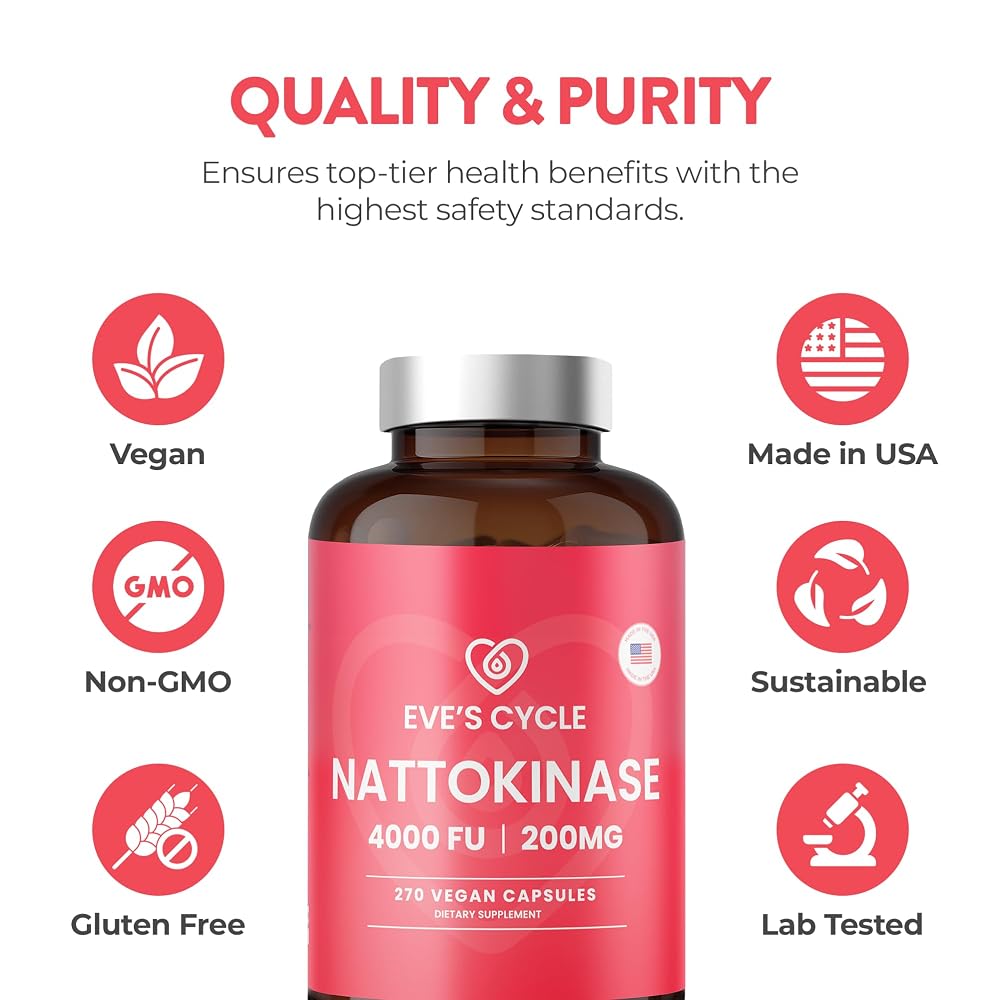Eve's Cycle Nattokinase Supplement 4000 FU - 270 Capsules - image 5