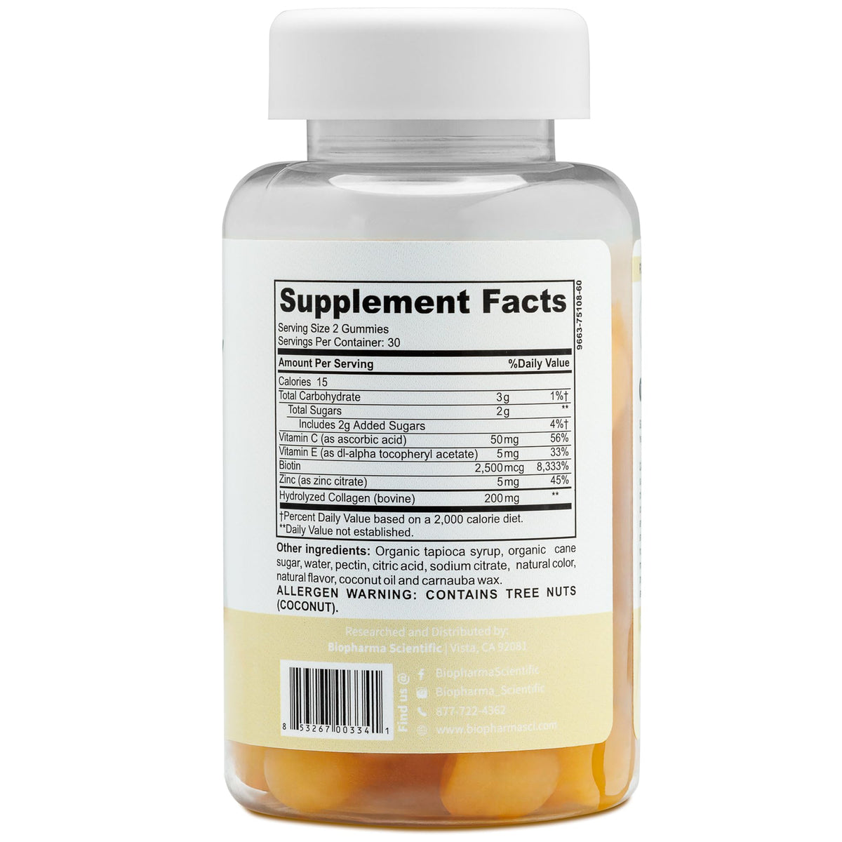 Biopharma Scientific NanoBeauty Collagen Hair Skin Nail Gummies - 60 Count - image 2