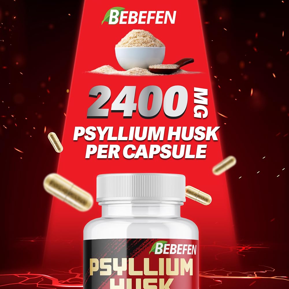 BEBEFEN Psyllium Husk Capsules 2400mg with Black Pepper - 60 Capsules - image 3
