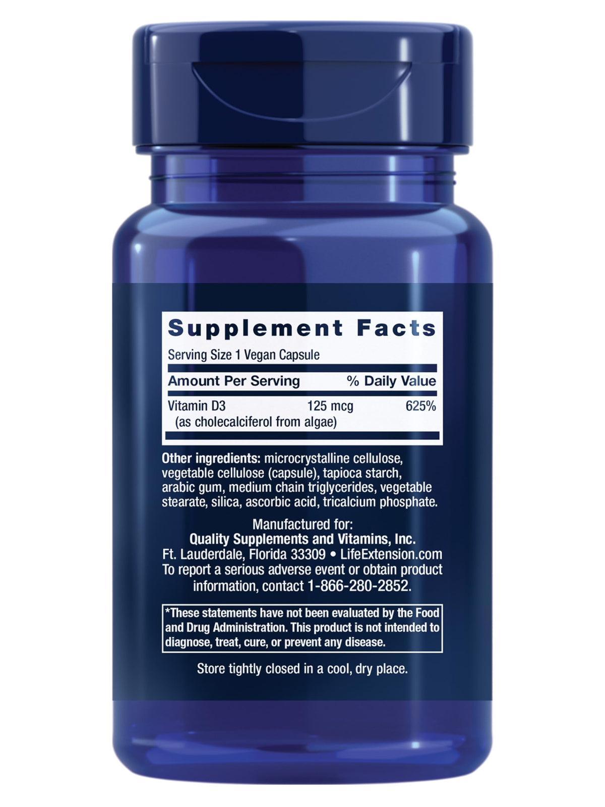 Life Extension Vegan Vitamin D3 5000 IU - 60 Capsules - image 2