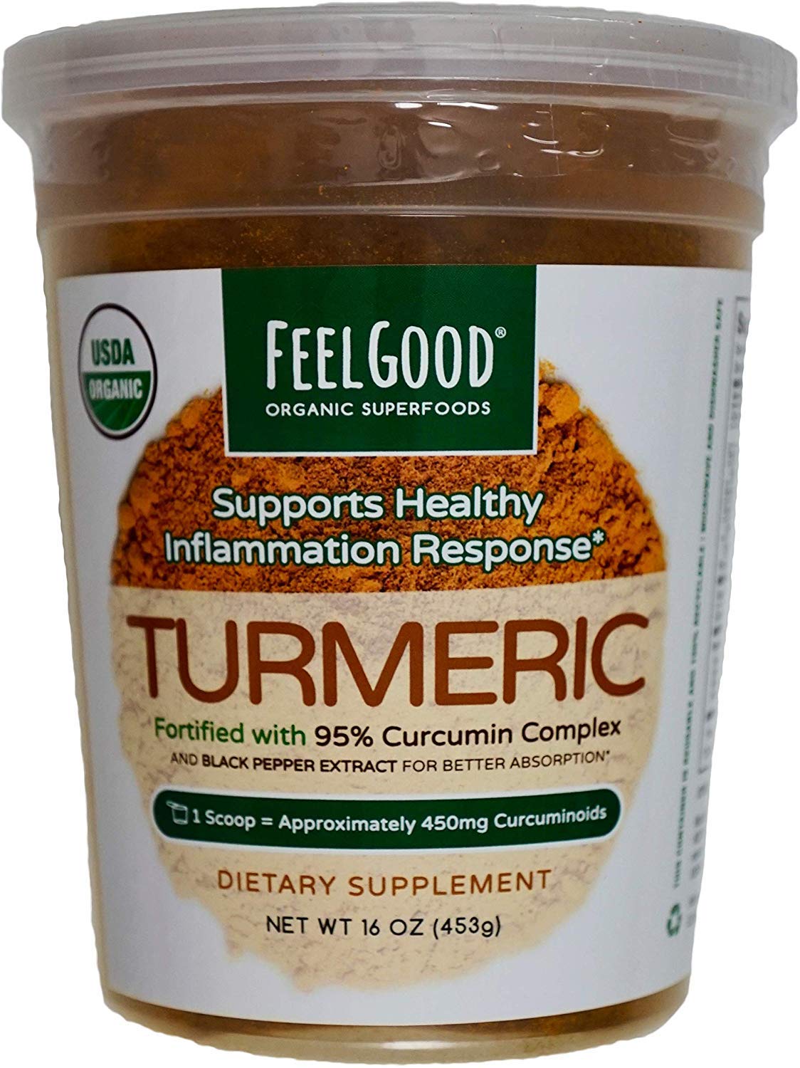 FEELGOOD Organic Turmeric Powder with Curcumin - 16 Ounces